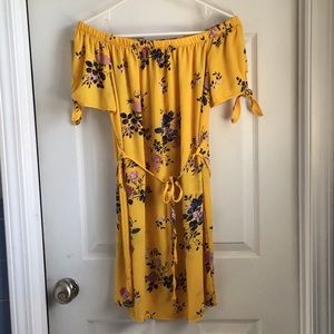 Yellow Floral Off Shoulder Dress